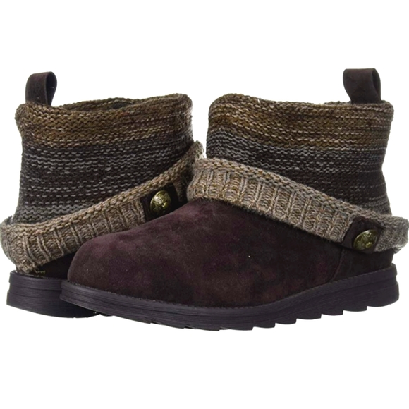 Muk Luks Dark Brown Faux Suede & Knit Patti Boots